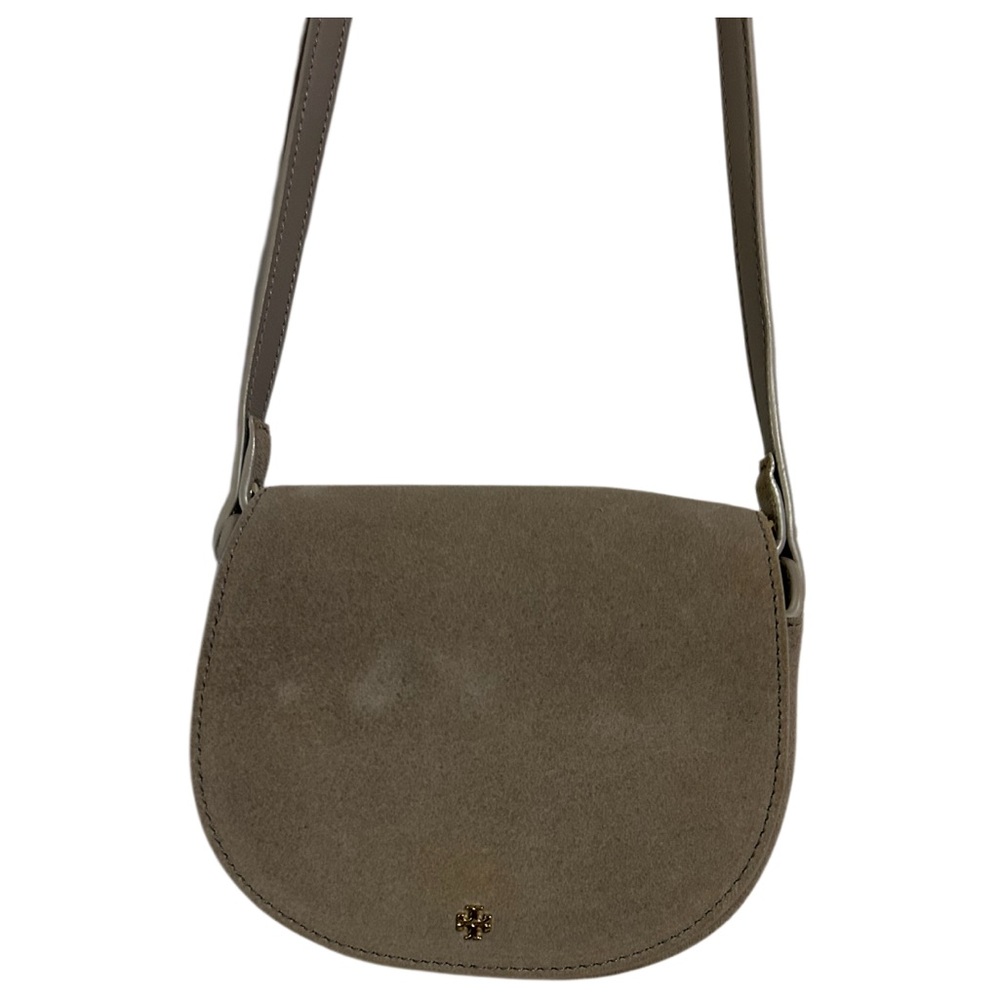 Tory Burch Olive Suede Crossbody Saddle Bag